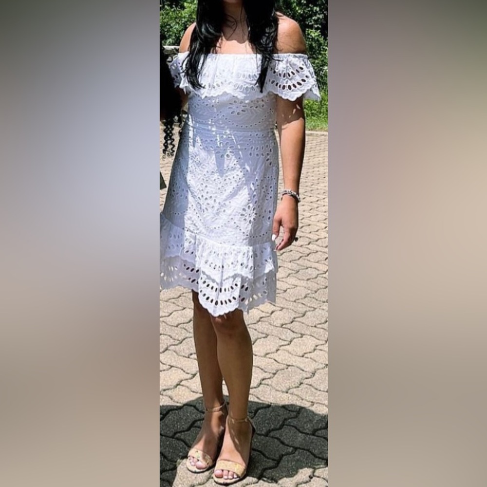 Eyelet Lace Off the Shoulder Dress